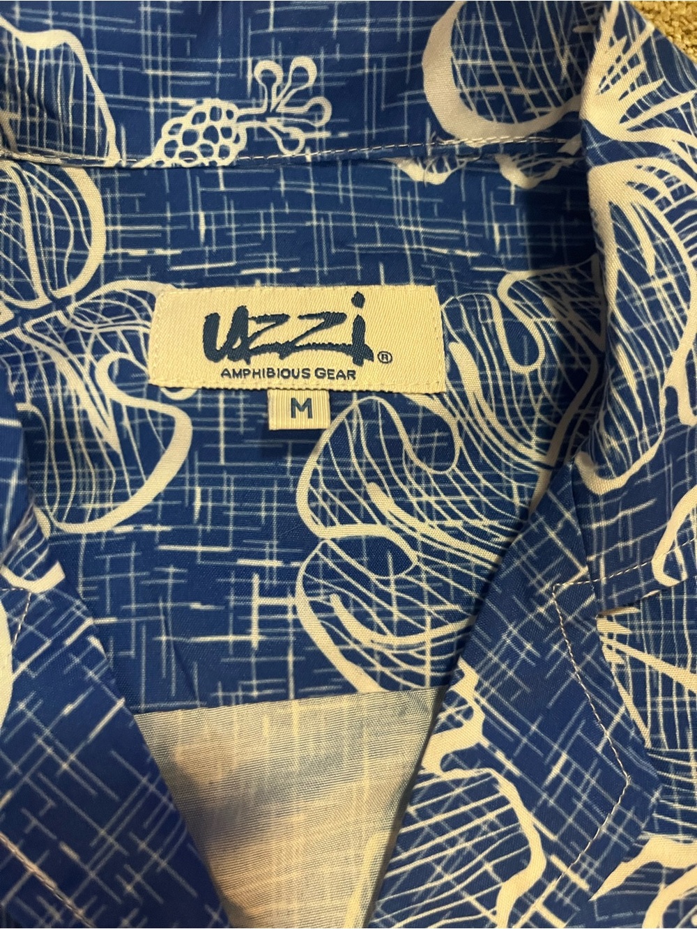Uzzi Blue and White Floral Casual Button-Down Shirt - Men